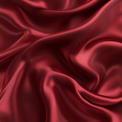 Claret Red silk satin fabric. Elegant abstract background. Liquid wave effect or silk with soft wavy folds.