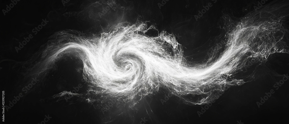 Poster swirling spiral spark trails create a dynamic vortex effect on a dark background