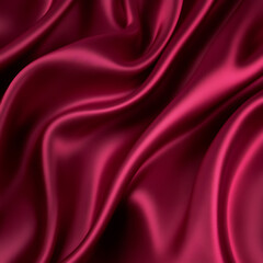 Claret Red silk satin fabric. Elegant abstract background. Liquid wave effect or silk with soft wavy folds.