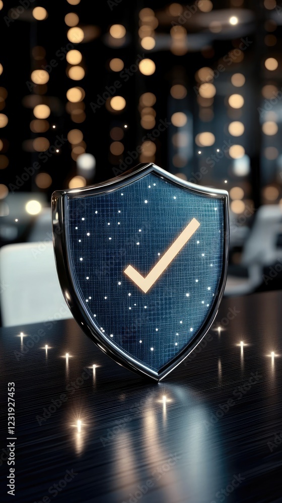 Aufkleber a shield adorned with a checkmark, representing both security and trust, is prominently displayed in