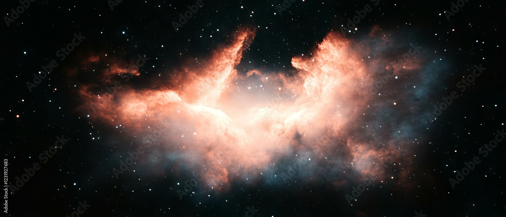 Poster thick layer of dust with a clear center creating a vintage cosmic effect on a black background