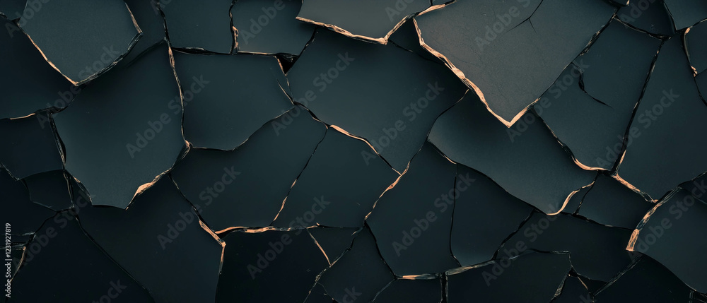 Poster three-dimensional texture of broken glass overlay with central depth against a black background