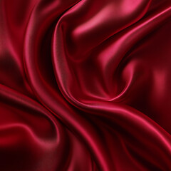 Claret Red silk satin fabric. Elegant abstract background. Liquid wave effect or silk with soft wavy folds.