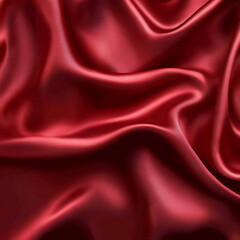 Claret Red silk satin fabric. Elegant abstract background. Liquid wave effect or silk with soft wavy folds.
