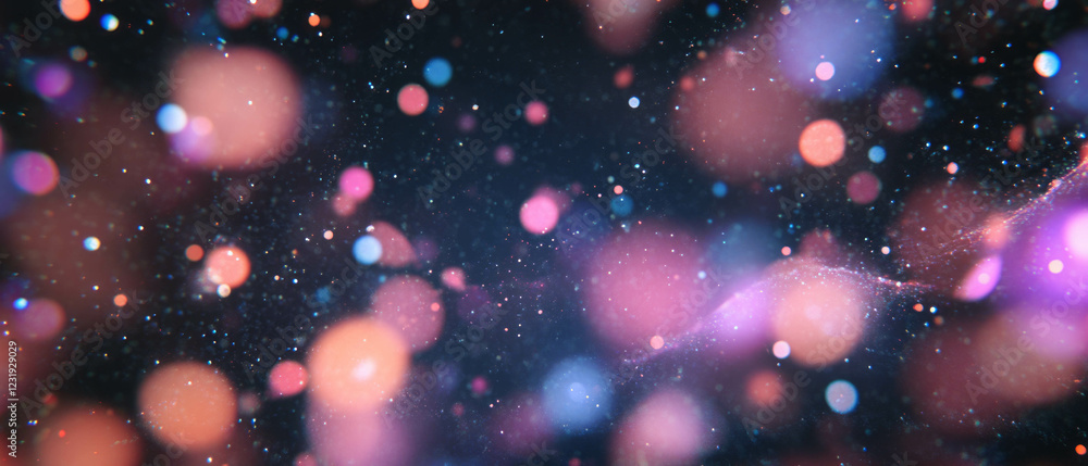 Poster engaging texture of tiny dust particles with a clear center against a dark background