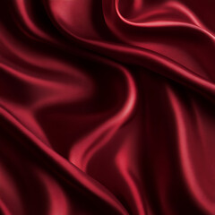 Claret Red silk satin fabric. Elegant abstract background. Liquid wave effect or silk with soft wavy folds.