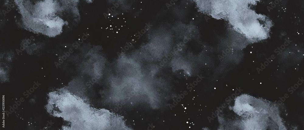 Poster overlay texture featuring tiny watercolor details on a black background with microscopic elements