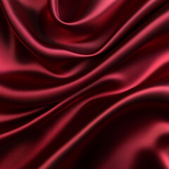 Claret Red silk satin fabric. Elegant abstract background. Liquid wave effect or silk with soft wavy folds.