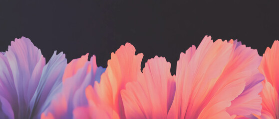 Vibrant colorful petals against a black background for elegant text overlay
