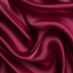 Claret Red silk satin fabric. Elegant abstract background. Liquid wave effect or silk with soft wavy folds.