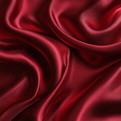 Claret Red silk satin fabric. Elegant abstract background. Liquid wave effect or silk with soft wavy folds.