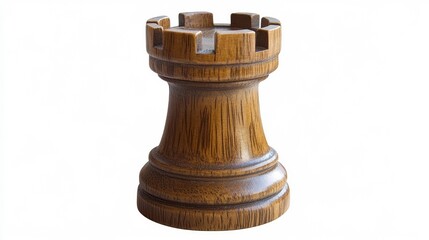 Beautifully crafted wooden chess rook piece showcasing intricate design and smooth finish