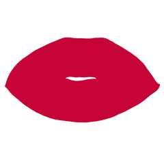 Red lips illustration isolated. Simple woman mouth with red lips. Abstract women lips.
