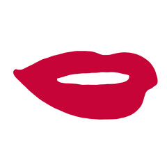 Red lips illustration isolated. Simple woman mouth with red lips. Abstract women lips.