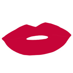 Red lips illustration isolated. Simple woman mouth with red lips. Abstract women lips.