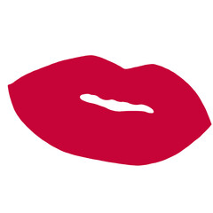 Red lips illustration isolated. Simple woman mouth with red lips. Abstract women lips.