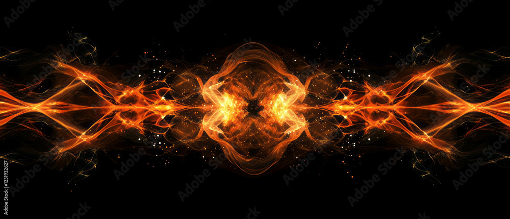 Poster visually enhanced spark energy overlay design with dynamic fire effects against black background