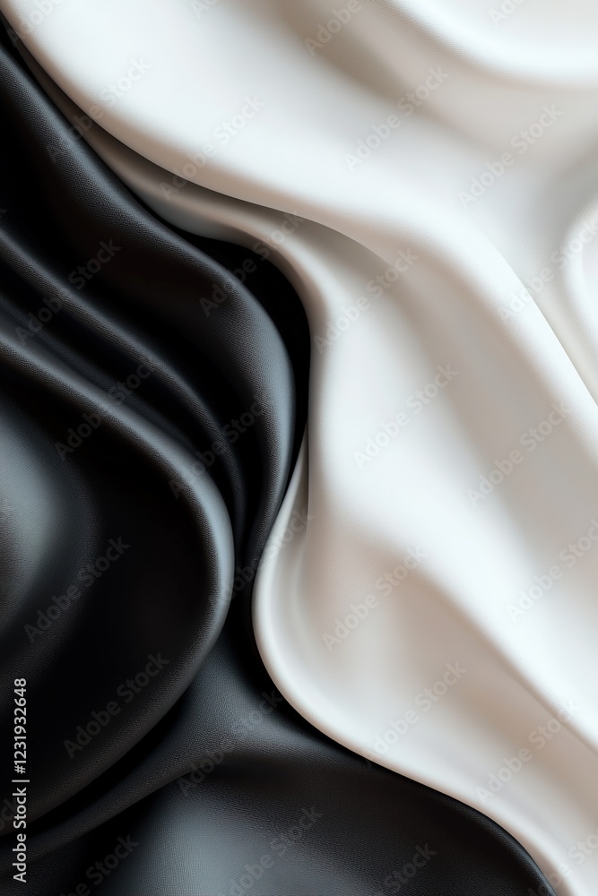 Poster soft wavy patterns flow across the canvas in harmonious black and white gradients. the design emphas