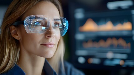 A modern and high tech workspace featuring cutting edge holographic data displays interactive analytical charts and a futuristic digital interface for professional research analysis
