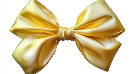 A bright yellow ribbon on a clean white surface