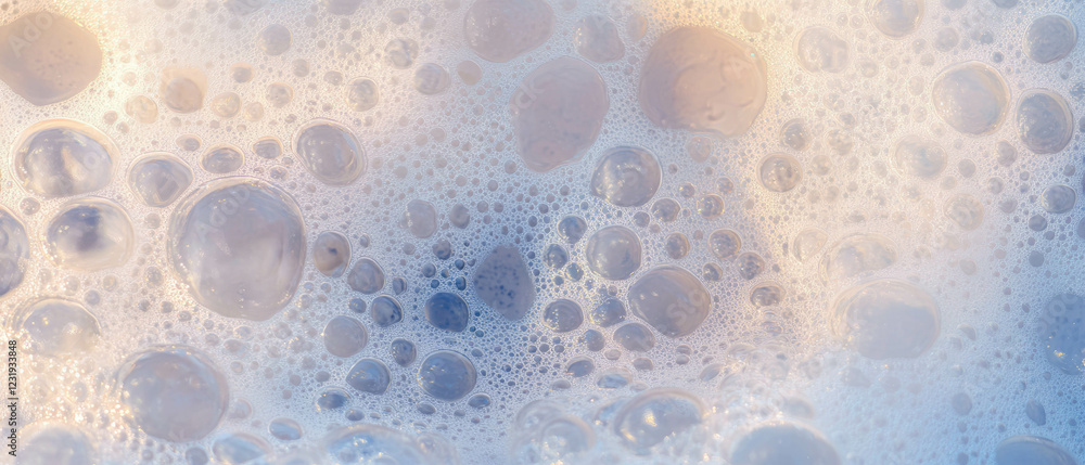 Poster water bubbles creating a dreamy bokeh effect with a blurred background in dark settings
