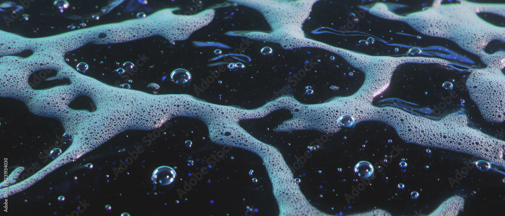 Poster dynamic overlay texture featuring water bubbles against a black background with varied sizes