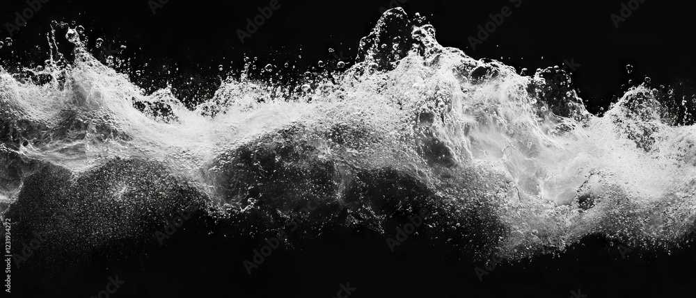 Aufkleber dynamic water bubbles merging and combining against a black background with fluid effects