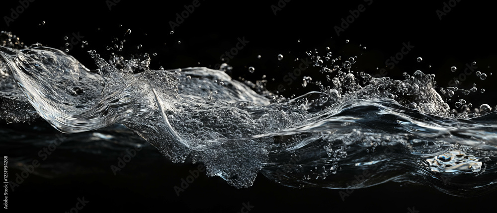 Poster dynamic water bubble overlay texture with merging bubbles on black background enhances visual appeal