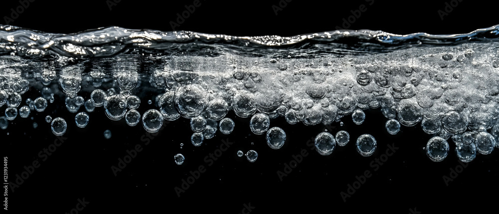 Aufkleber overlay texture of water bubbles creating a dreamy bokeh effect against a black background