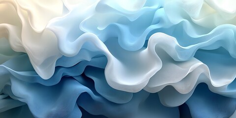 Fototapeta premium Blue fabric waves, abstract background, soft texture, design element