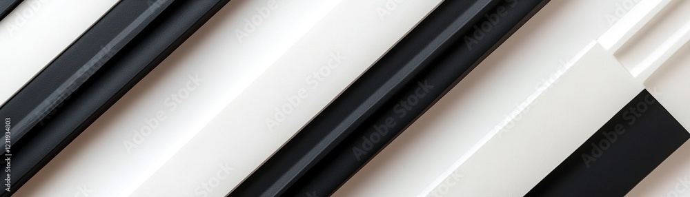 Aufkleber striking black and white diagonal stripes with varying widths form a modern design on a clean white 
