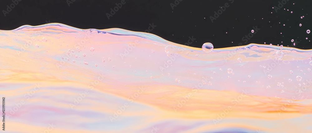 Poster Underwater bubbles creating a submerged effect against a black background