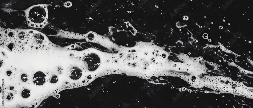 Aufkleber floating bubbles creating a mesmerizing texture against a calm black water backdrop