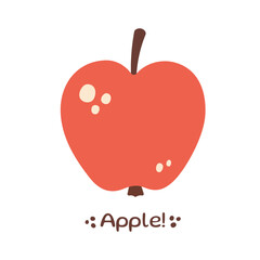 Apple Fruit illustration. Red Apple icon. Organic vitamins and healthy nutrition. Isolated Apple. Flat design, doodle style. Hand drawn Vector