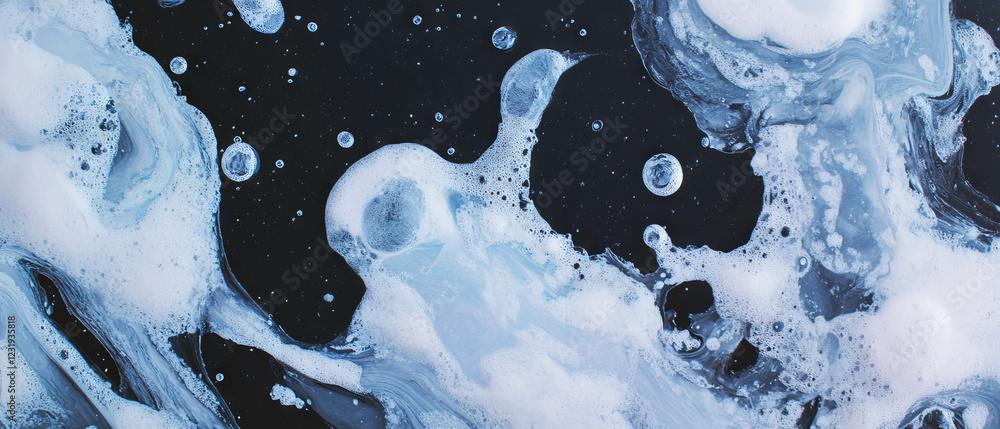 Aufkleber water bubbles trapped in ice create a mesmerizing frozen texture on a dark background