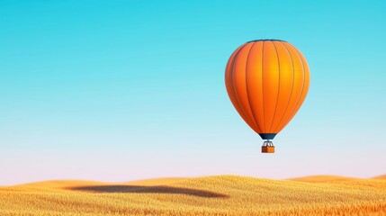 Obraz premium Orange Hot Air Balloon Over Golden Desert at Sunrise