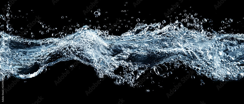 Aufkleber water bubbles create dynamic abstract shapes in artistic composition against black background