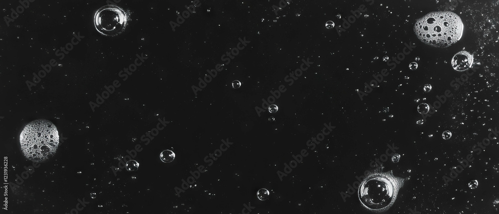 Aufkleber water bubbles creating a textured overlay with shadows on a black background