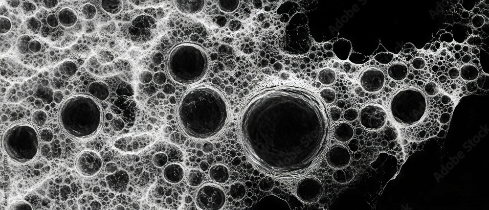 Poster water bubble texture contrasting light and dark elements for visual depth and intrigue