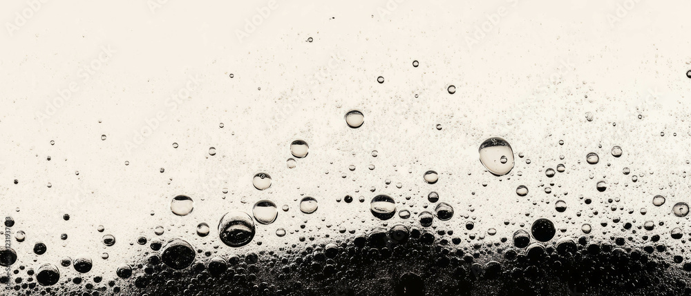 Poster water bubbles texture with dark bubbles on a soft contrasting background
