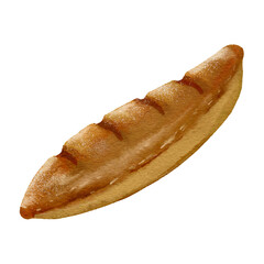 a ruddy loaf of bread with an elongated shape
