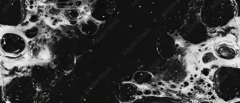 Poster water bubbles overlay texture with sparkling effect on black background