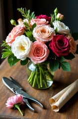 a bouquet of flowers in a vase