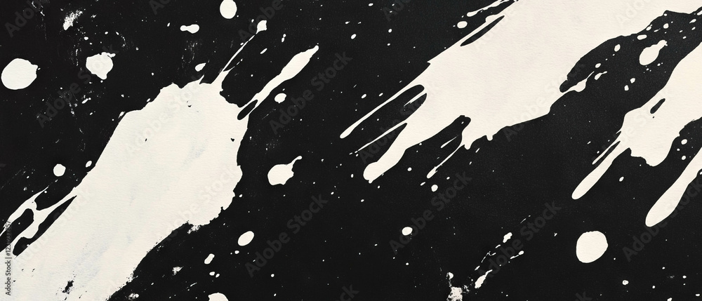 Aufkleber watercolor drips and splatters create dynamic movement on black background canvas