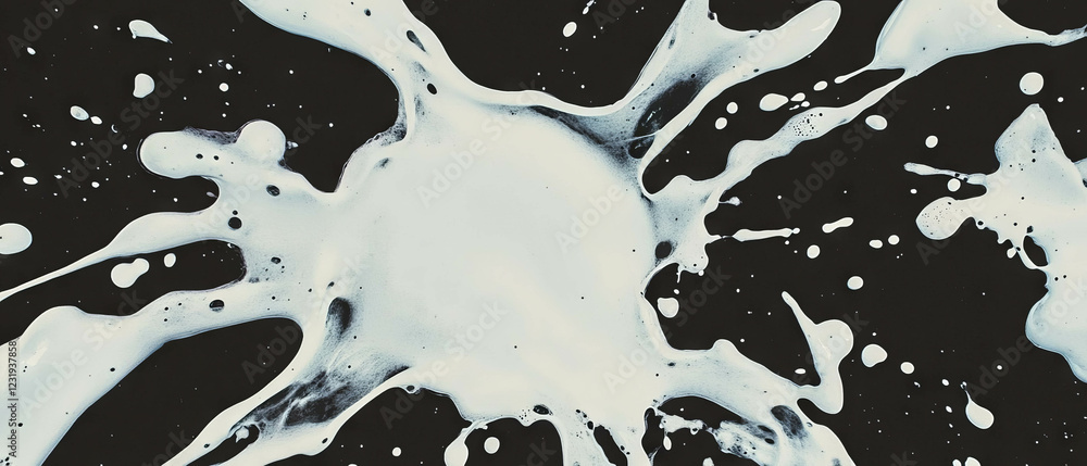 Poster dynamic watercolor drips and splatters create an artistic overlay on a black background