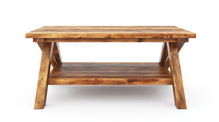 Fototapeta premium Step wooden table top, 3-tier display stand. Vector realistic mockup of empty wood shelves for showcase, presentation or promotion products. Podium from timbers isolated on transparent background