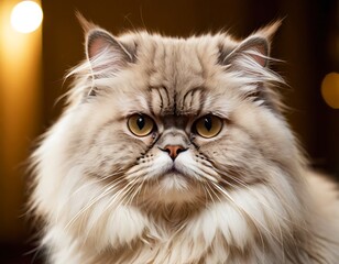 A fluffy Persian cat looking gracefully into the camera
