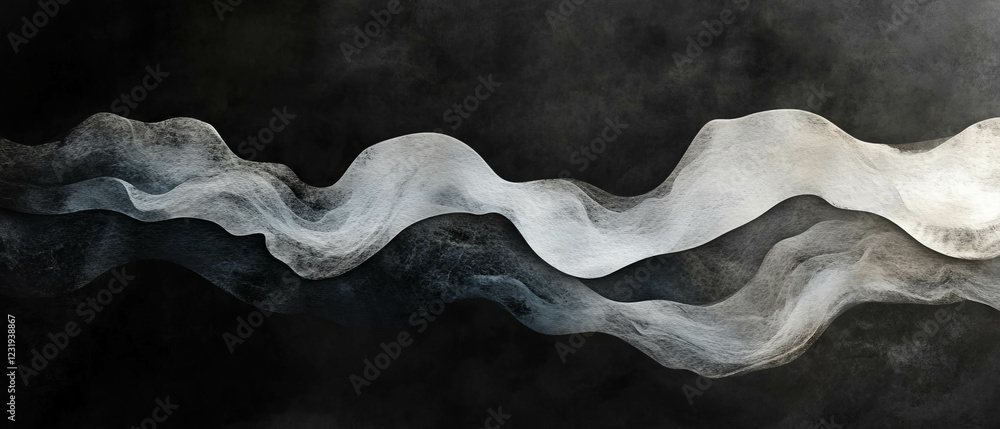 Poster wavy watercolor lines create a flowing texture against a dark backdrop for artistic expression