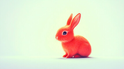 Cute red rabbit animal isolated on white background.