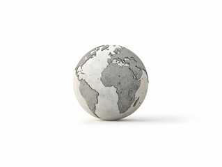 Obraz premium Concrete globe, world map, studio shot, global concept, sustainability
